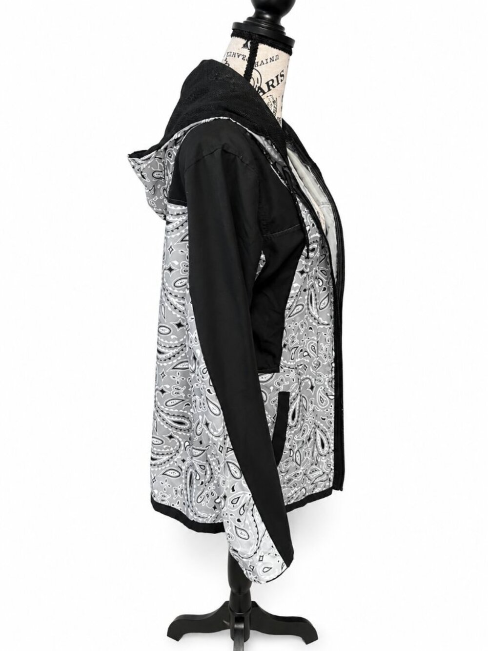 Rue21 Black & White Paisley Zip-Up Hoodie Jacket Women's Size Small - Picture 4 of 5